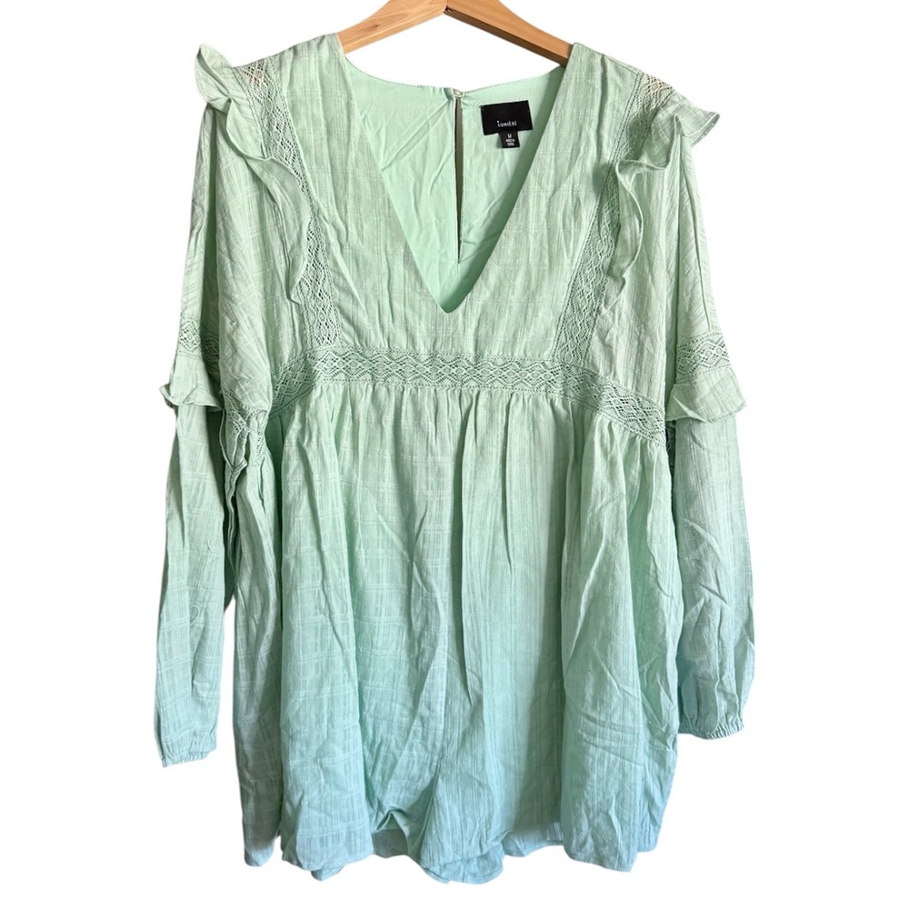 Minty Green Ruffle Blouse Adorable!